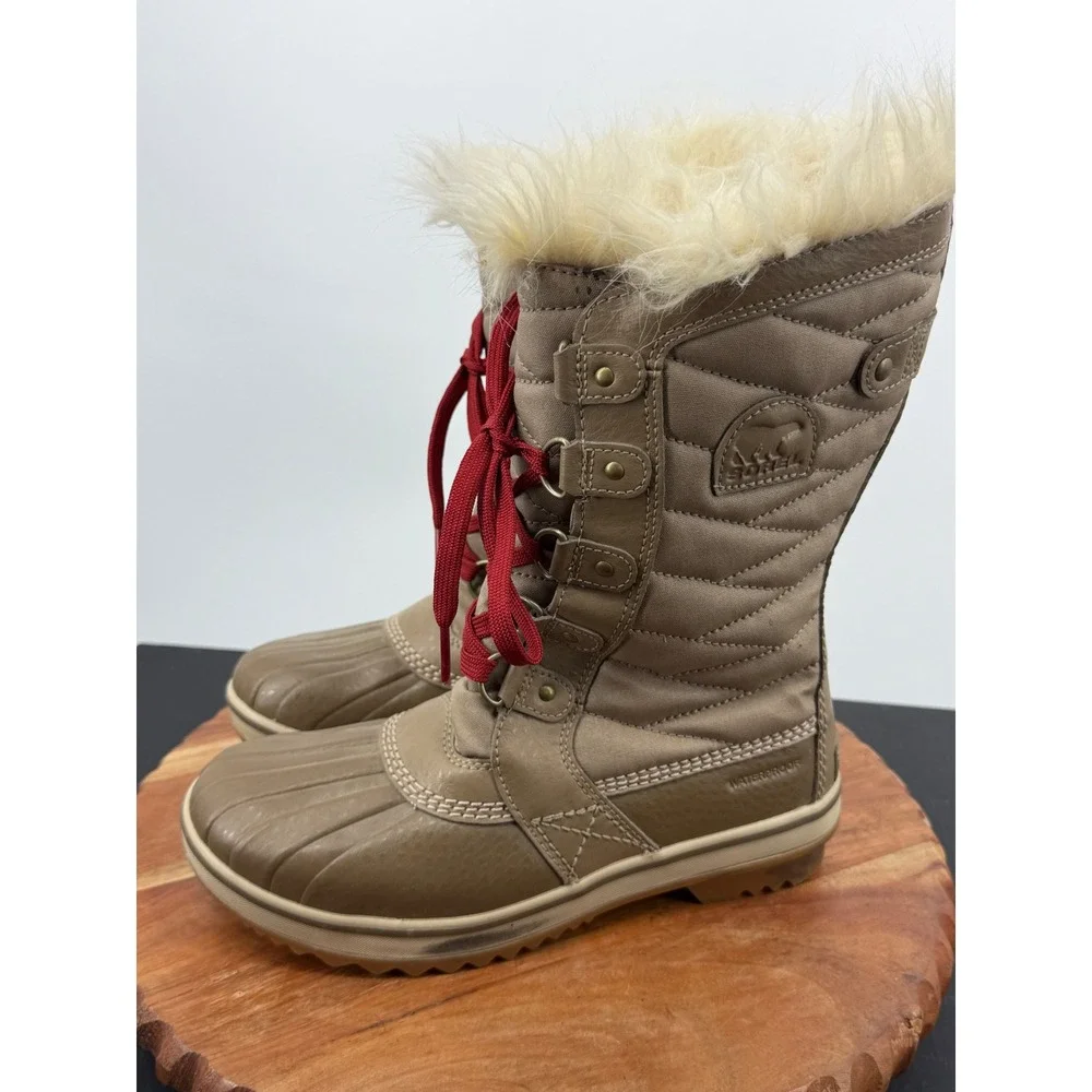 Sorel Tofino II Winter Boots girls 5 Brown Waterproof Quilted Faux Fur NY2419